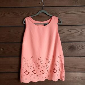 Cynthia Rowley 1X Pink Eyelet Sleeveless Lined Blouse Romantic Spring Style